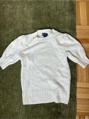 Cream Cashmere Short Sleeve Puff Sleeve Sweater